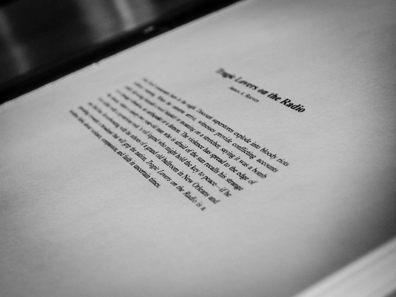 The First Two Paragraphs of My Novel